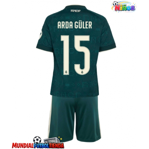Camiseta Real Madrid Arda Guler #15 Segunda Equipación Replica 2026-27 para niños mangas cortas (+ Pantalones cortos)